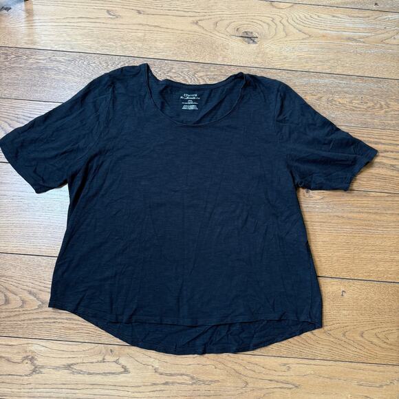 Chicos The Ultimate Tee Shirt SZ 3 Black Short Sleeve Classic Casual Cotton Boxy - Picture 1 of 3